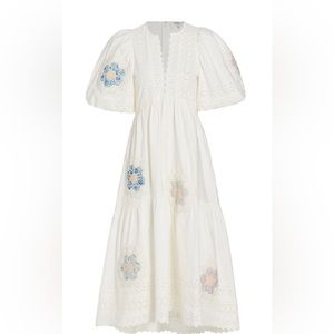 SEA Violette Patch Puff-Sleve Midi-Dress